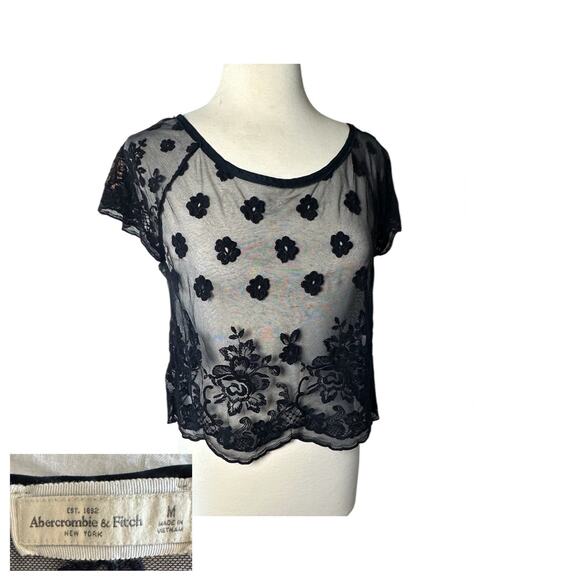 abercrombie & fitch Navy Sheer Top, M - Picture 1 of 2
